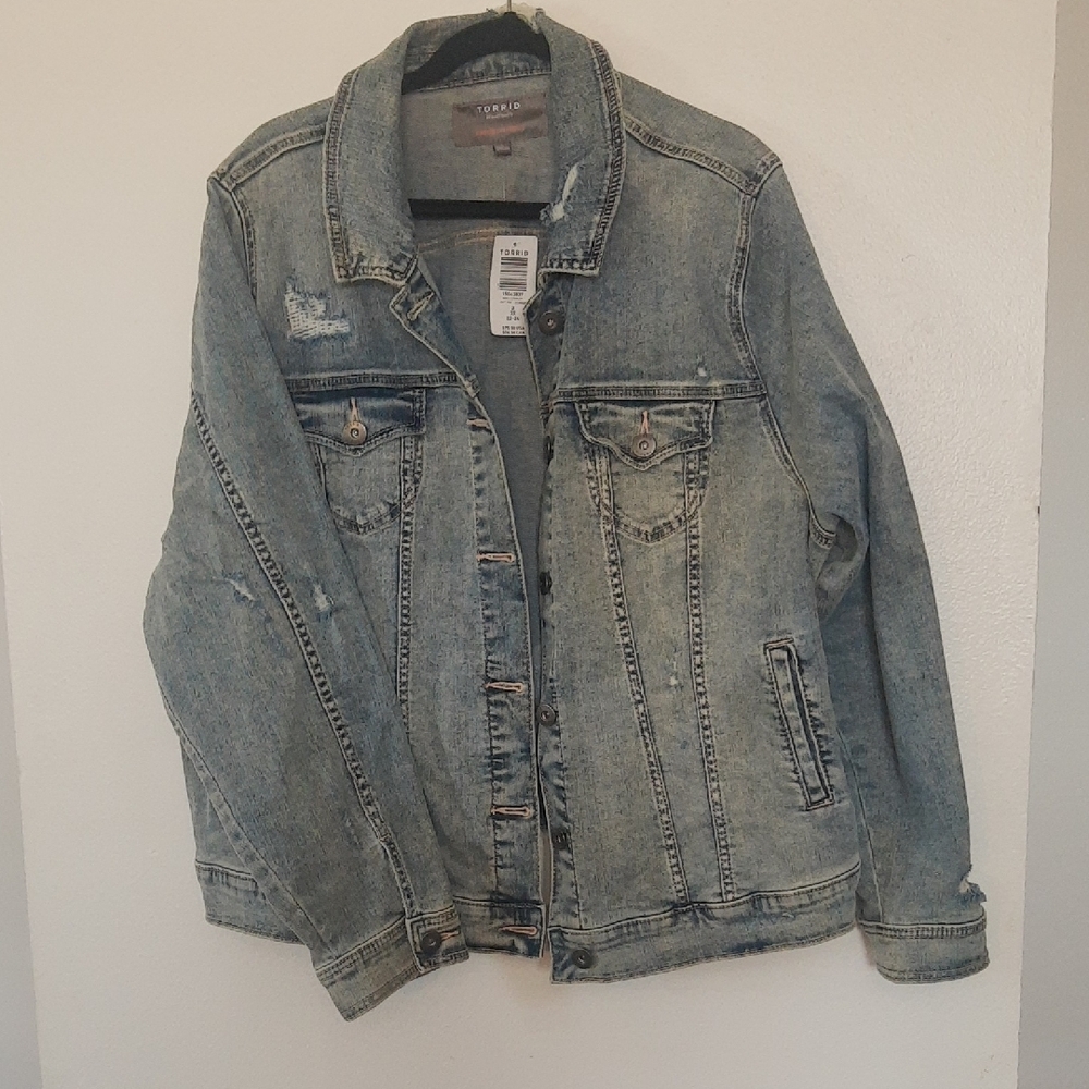 Torrid Blue Jean Jacket with Distressed Look